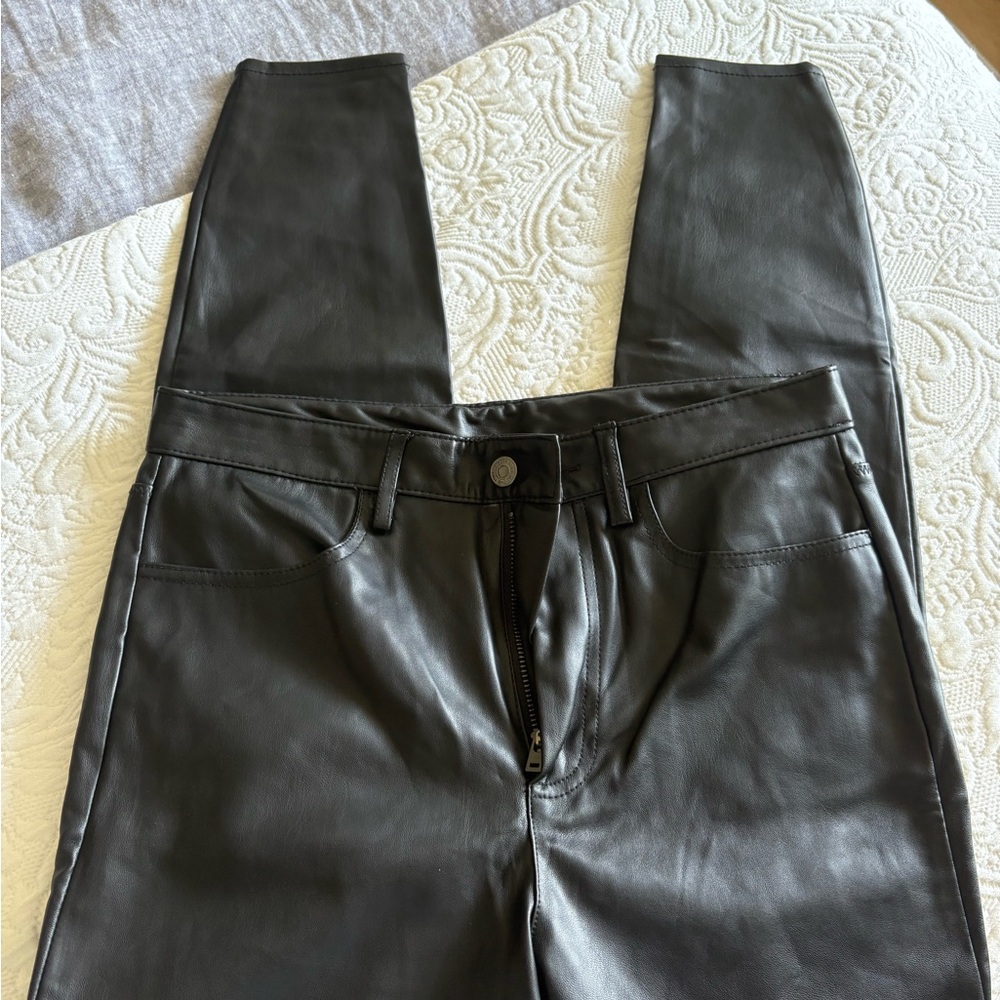 Free People Black Faux Leather Trousers